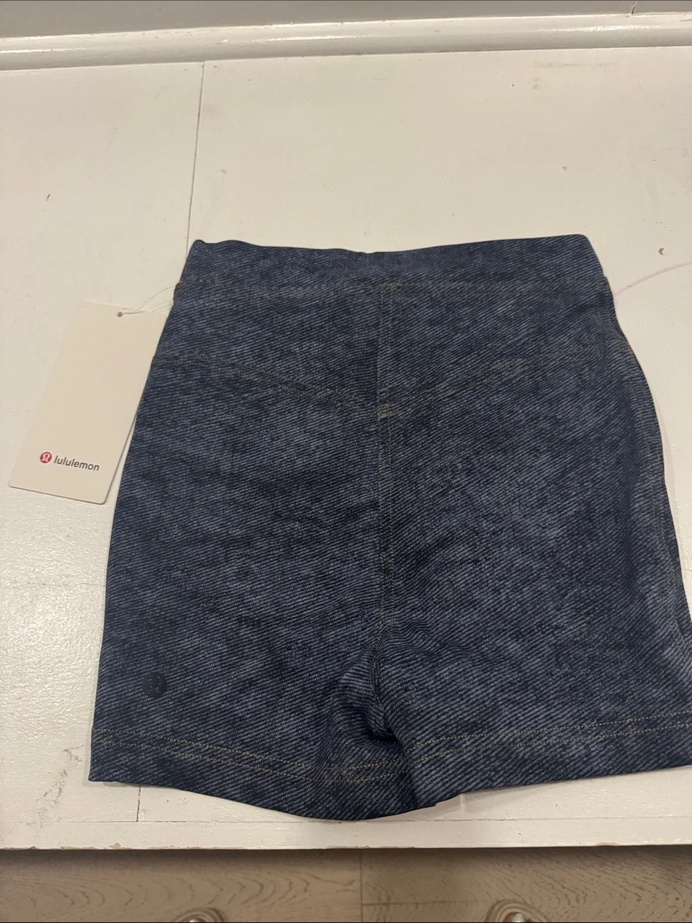 LULULEMON Everlux Printed Denim Athletic Shorts 3” Inseam Dark Wash NWT Size 4